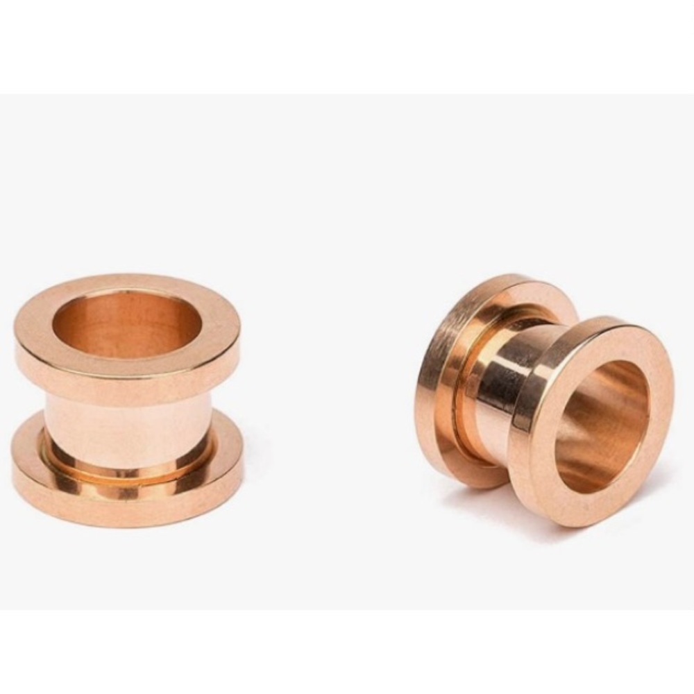 BODY VIBE👂🏼00g Rose Gold Screw Fit Tunnel Plugs